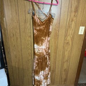 Earthbound Elegant Tie-Dye Brown Backless Maxi Dress Size XXL NWT